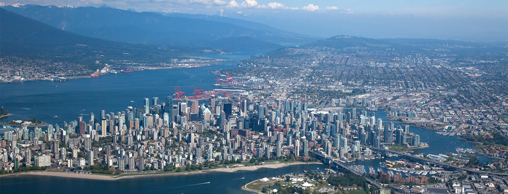 Downtown Vancouver aerial view shot