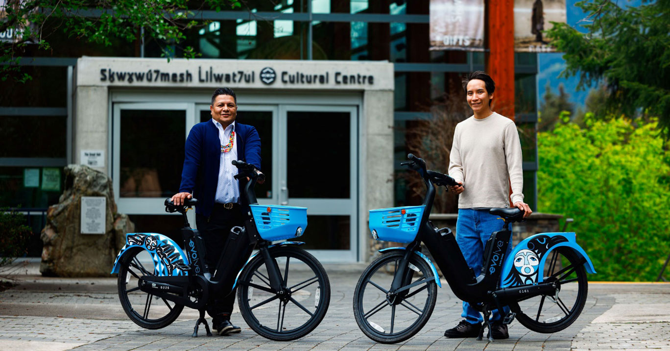 Chief Ray Natraoro from the Squamish Nation (left) and Redmond Q̓áwam̓ Andrews from the Lil'wat Nation (right)